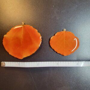 Leaf Necklace Pendants Covered with Resin Set